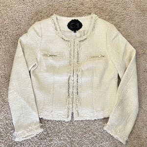 ✨ Elegant Beige Tweed Short Jacket | Classic Parisian Style